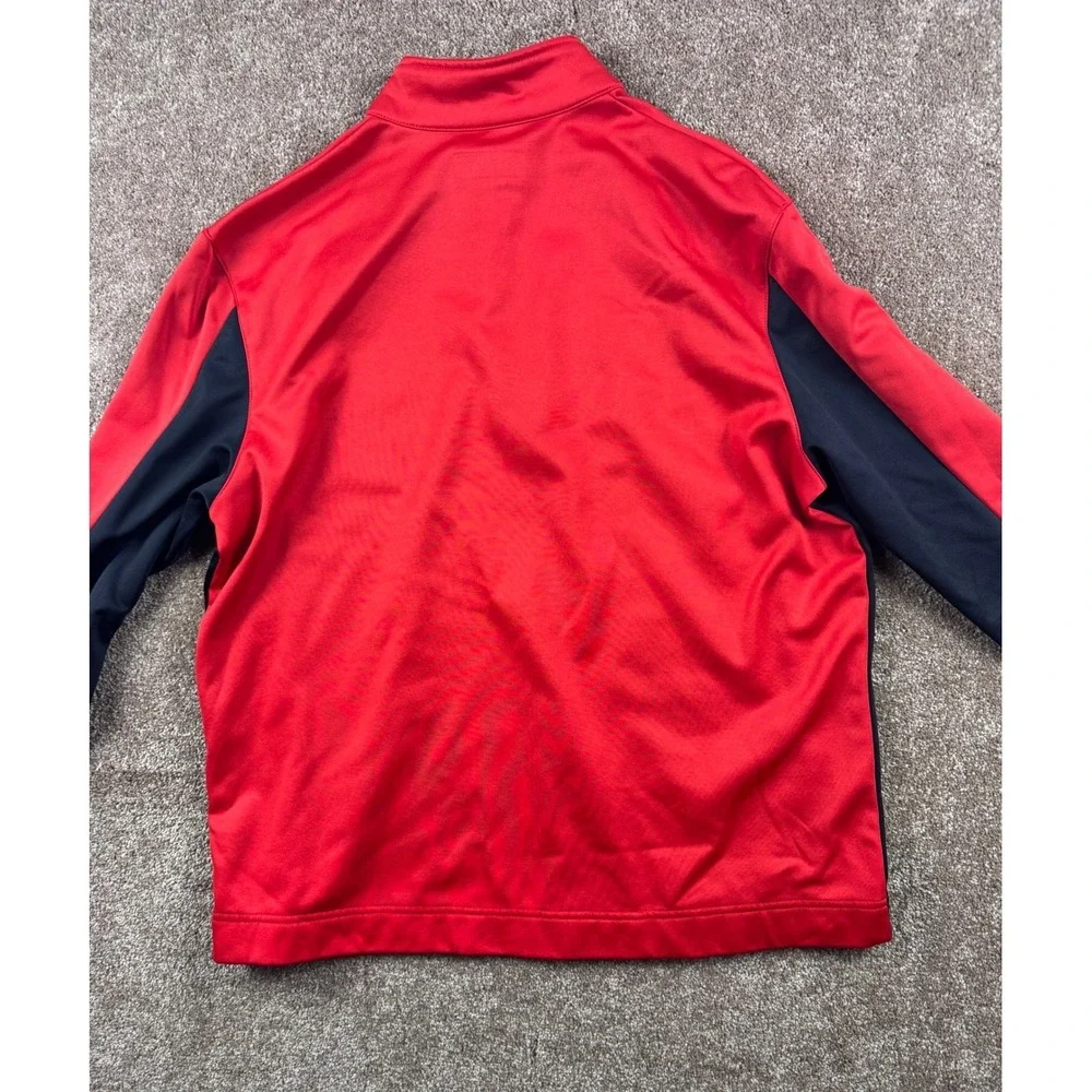 Callaway Mens Large Red Black Colorblock Quarter Zip Golf‎ Pullover Fleece Lined